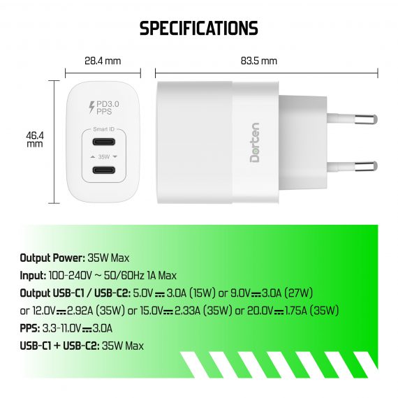 2-Port USB Smart ID 35W Wall Quick Charger - PD3.0-PPS_DN206000_5