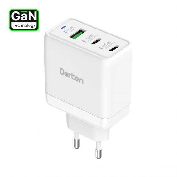 3-Port USB Smart ID 65W GaN Power Adapter- PD3.0-PPS+QC3.0_DN206800